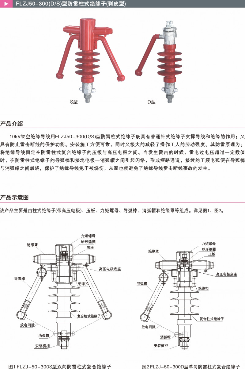 FLZJ-50-300（D/S）型防雷柱式绝缘子（剥皮型）_防雷系列_产品中心_凯时尊龙人生就是博电气集团