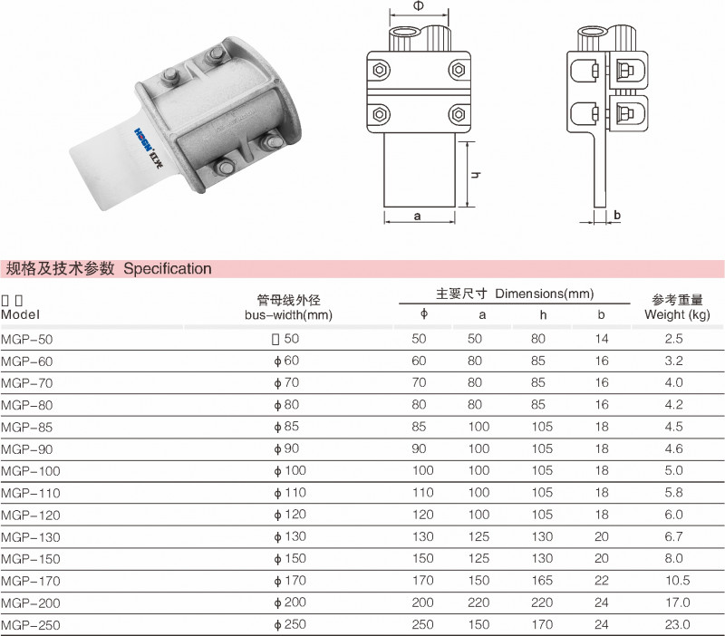 MGP型水平装备线夹_变电金具_产品中心_凯时尊龙人生就是博电气集团